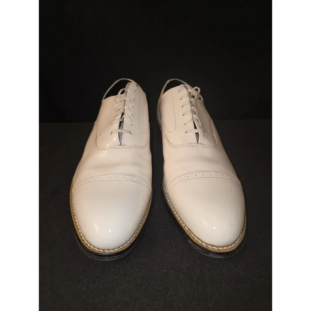 Stacy Adams Dress Classic Cap Toe Lace Shoes White Madison Biscuit Men's 11D‎